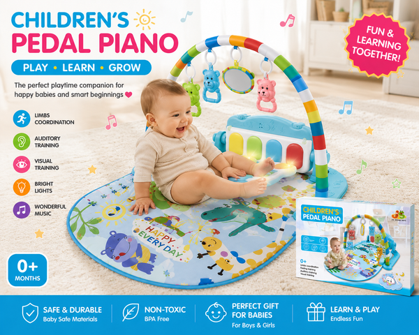 👉 Baby Musical Play Gym & Pedal Piano – Fun Learning Activity Mat