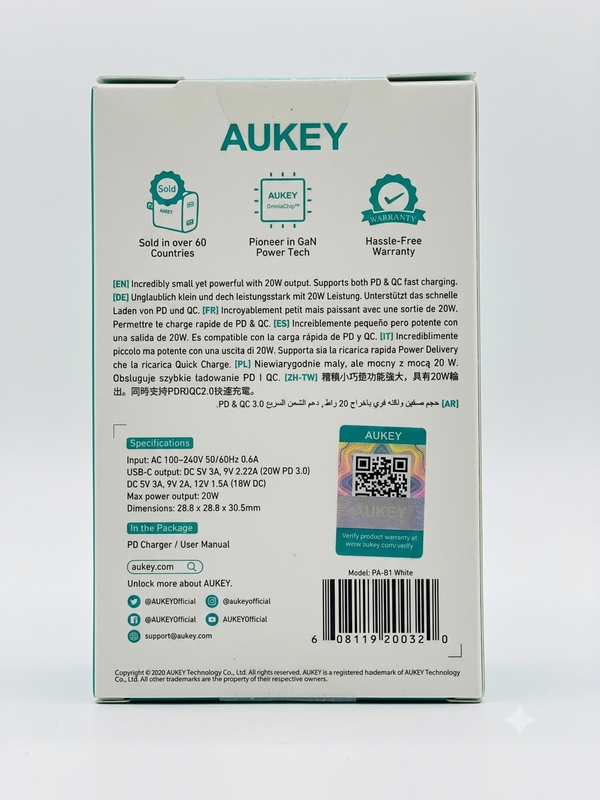AUKEY Omnia Mini 20W USB-C PD Fast Charger